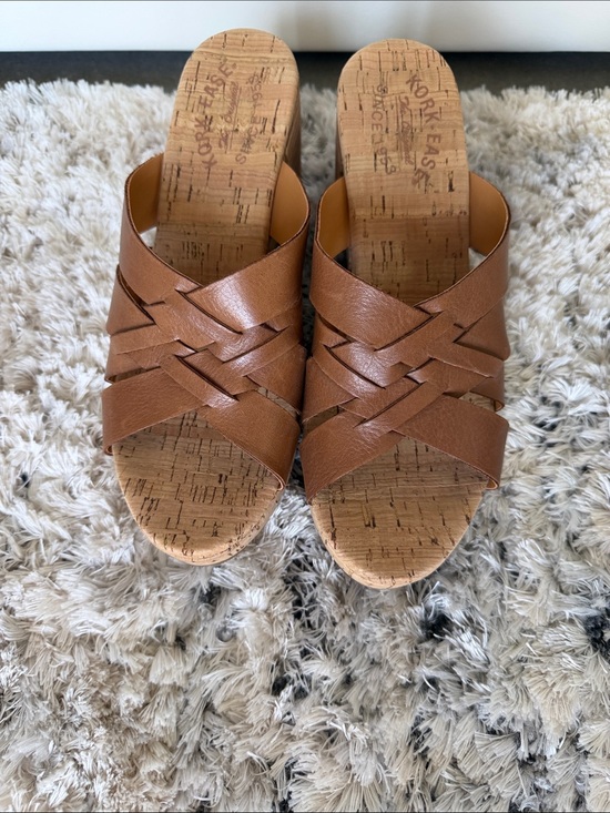 Kork-Ease Shoes - Kork-Ease Tan Woven Leather Cork Slide Mules